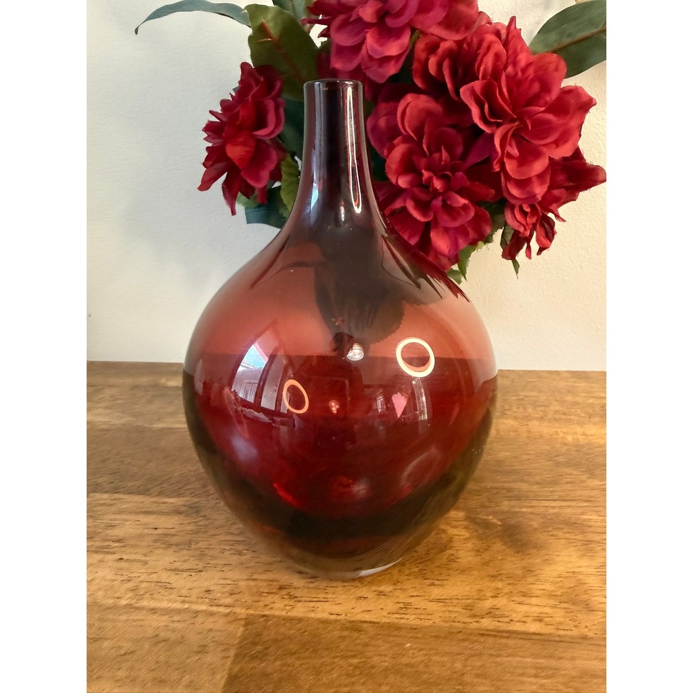 Vintage IKEA SALONG Ruby Red Glass Vase Johanna Jelinek Scandinavian Design